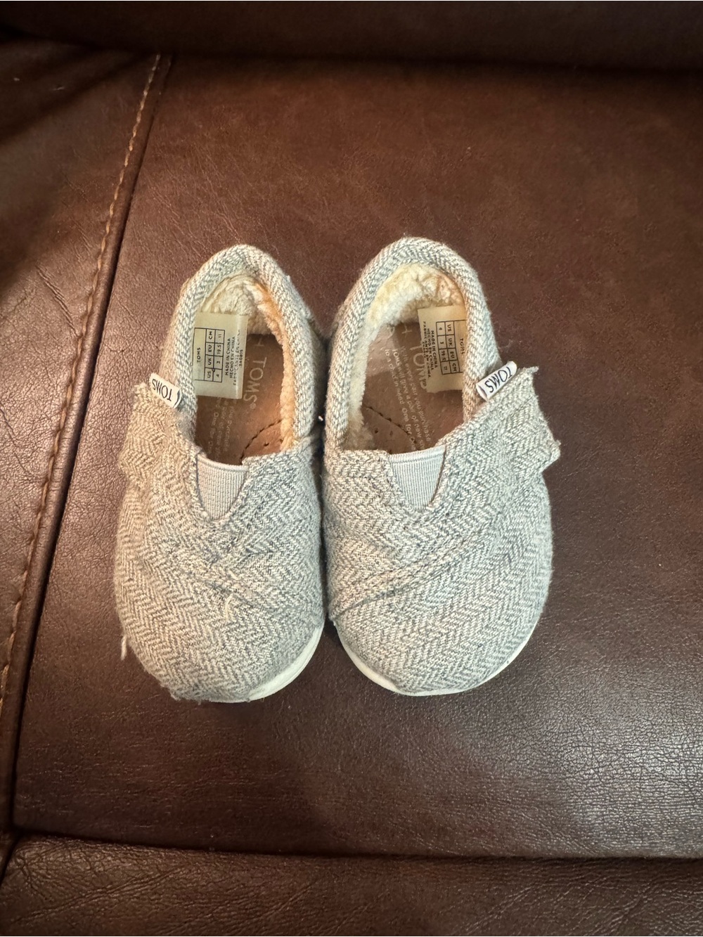 TOMS Baby Slip-On Shoes in Light Gray Tweed
